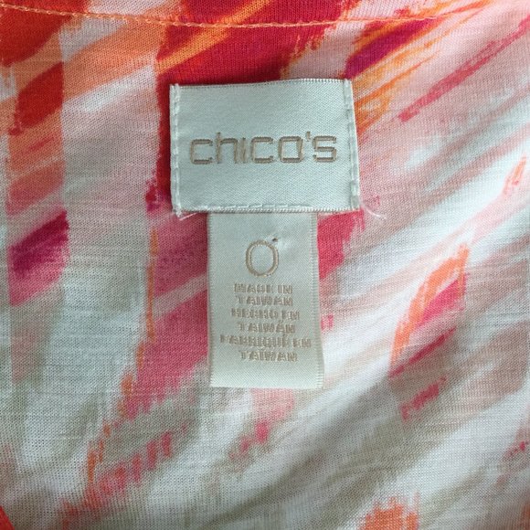 Chico's Pink/Orange Casual V-Neck Top, Size 4 - Picture 4 of 6